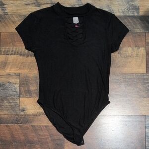 No Boundaries Black Lace-Up Bodysuit